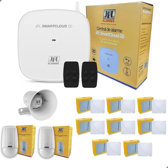 Central De Alarme Smartcloud20 + Controle, Sirene E Sensores