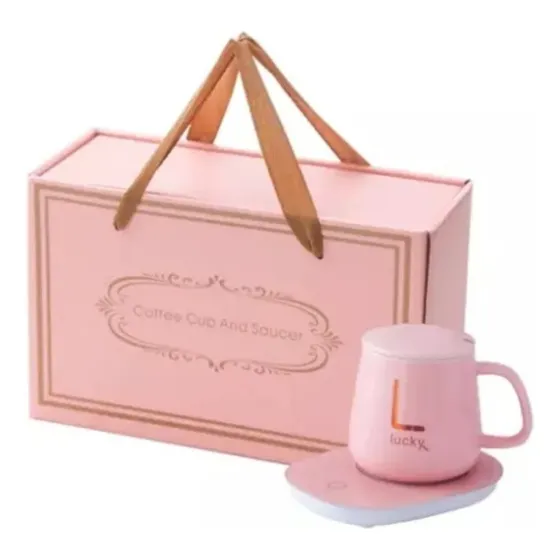 Taza Cerámica Rosada C/base Calentadora Líquidos 220v V498