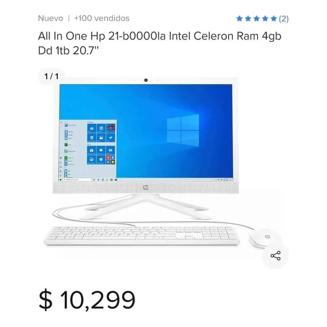All In One Hp 21-b0000la Intel Celeron Ram 4gb Dd 1tb 20.7''