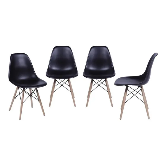 Silla de comedor BoxBit DKR Eames base madera color negro x 4 unidades