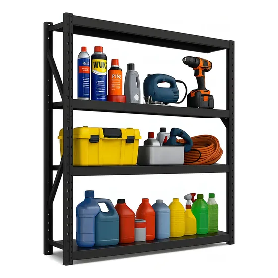 Rack Metálico Negro Hierro Estantería Bodega 200x150x50cm