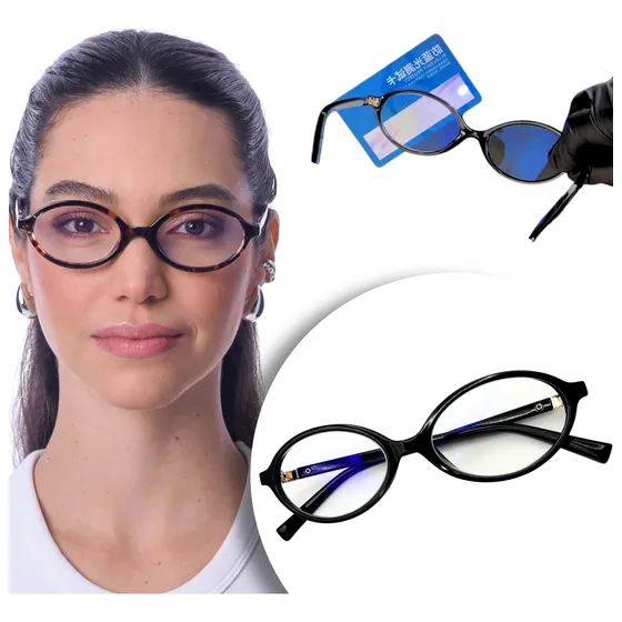 Óculos Armação Miu Oval Tartaruga Filtro Azul Blueblock Pro