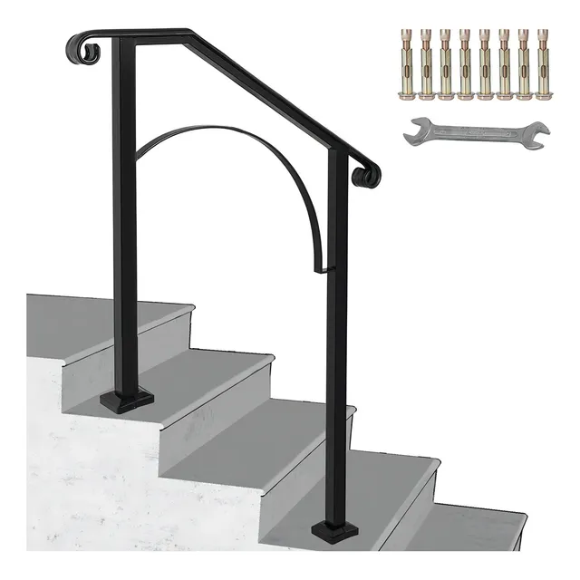 Vevor Barandal De Pasamanos De Escaleras 2 O 3 Pasos De Arco Color Negro