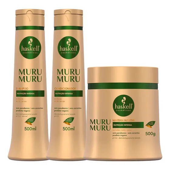Kit Haskell Murumuru Shampoo Condicionador 500ml Máscara 500