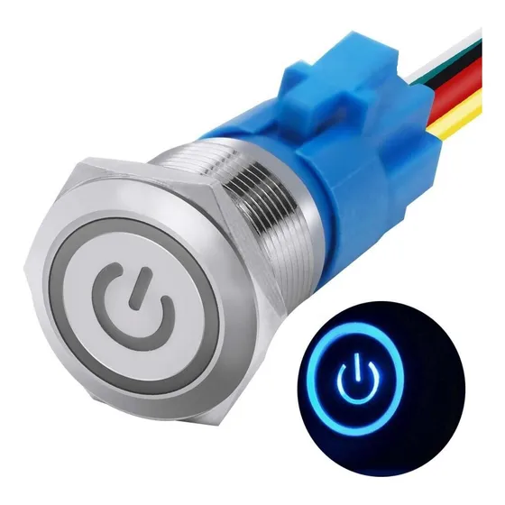 Switch Push On Off Radox 835-306 Contra Agua Led 3pz 19mm Color Plata