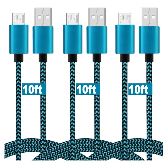 Cable Micro Usb 3 Unidad Extralargo Trenzado Nailon Para