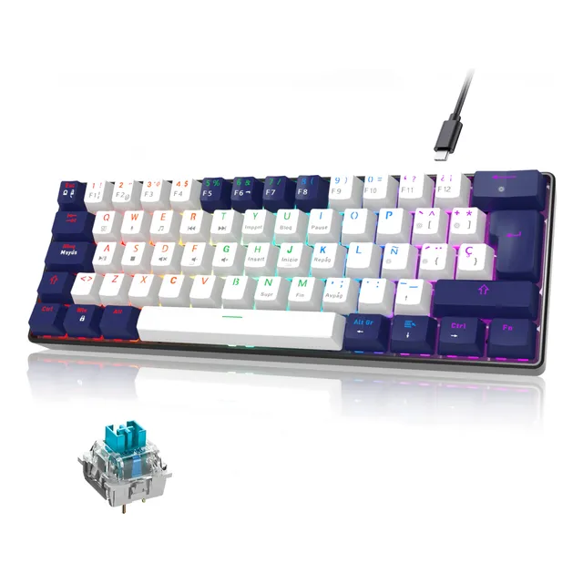 Teclado Mecánico 60% Cable Usb Gamer Redes Teclado Pc Rgb