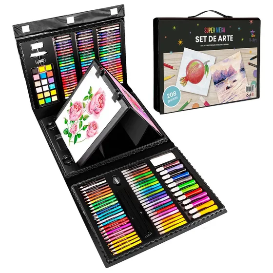 V-art By Vicky Set 208 Piezas Arte Infantil Dibujo Pintura Fibra Valija Profesional