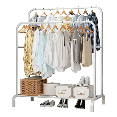 Perchero Organizador De Ropa Doble Color Blanco De Metal