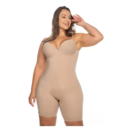 Cinta Body Modelador Macaquinho Plus Size Com Perna 372