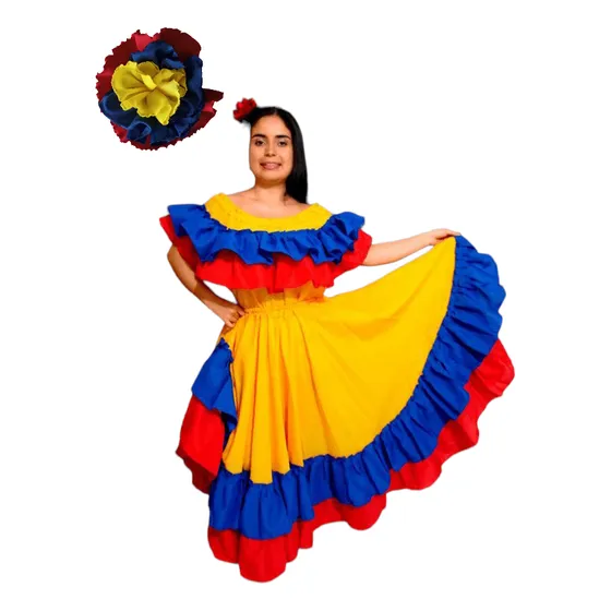 Trajes Folclor Danza Típico Incl Tocado P) Cabello Envio Gra