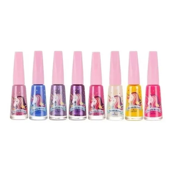 Kit 8 Esmaltes Teen Linha Unicórnio Infantil Atacado Make