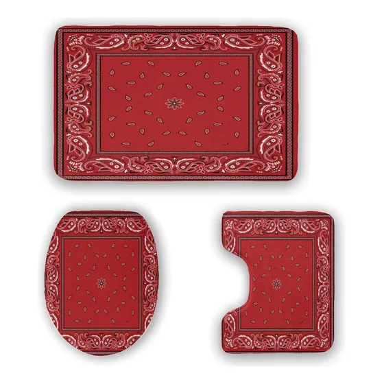 Bandana Roja Patron Colorido Diseño Cachemira Pañuelo Tapete