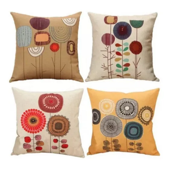 Juego De 4 Fundas De Almohada De Algodón Y Lino
