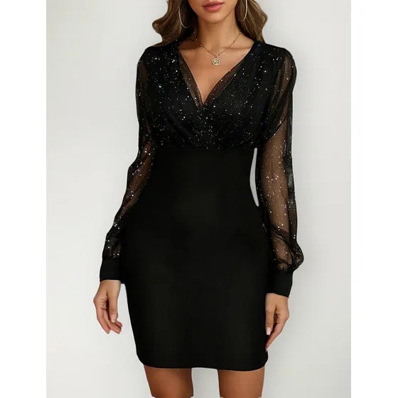 A Vestido De Lentejuelas Con Cuello En V For Mujer
