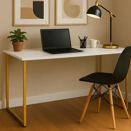 Escrivaninha Industrial 110cm Mesa Estudo Aparador Pés Aço