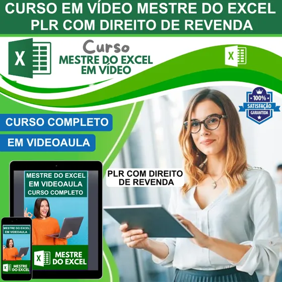 Curso Mestre Do Excel Em Vídeo E Plr Direito De Revenda.