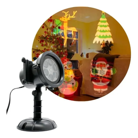 Projetor Led Imagens De Natal Externa Resistente Sol E Chuva