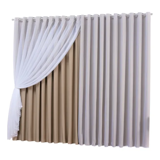 Cortina Luxo Sala Quarto 5 X 2,80 Com Voil P/ Porta De Vidro