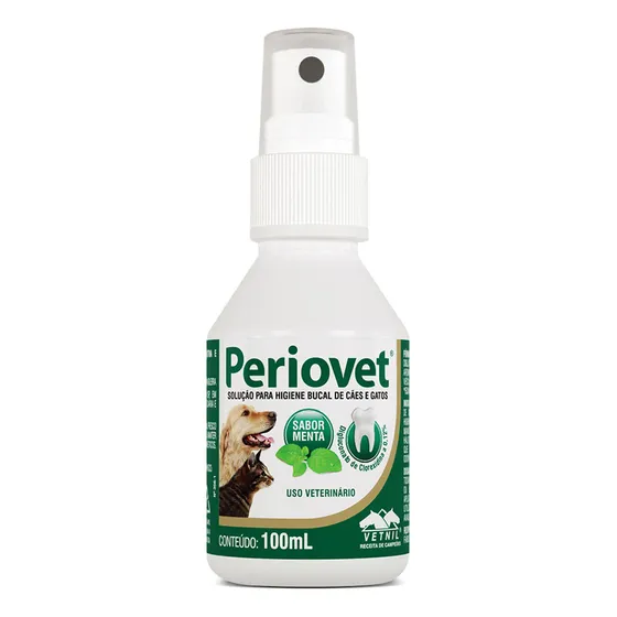 Periovet Spray 100 Ml - Vetnil - Tratamento Tartaro Sabor Menta