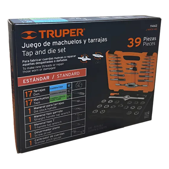 Juego De Machos Y Tarrajas 39 Piezas Truper J-mata-40