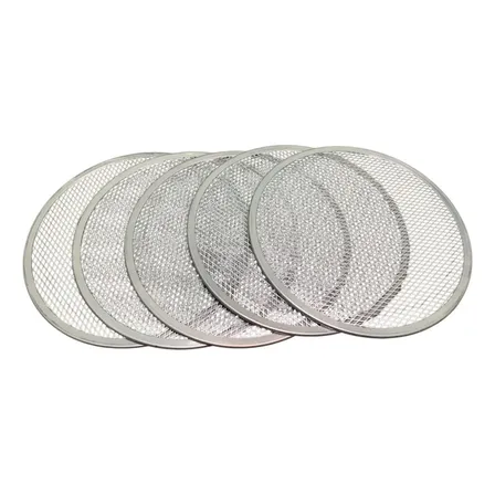 Kit 5 Telas Redonda Para Pizza 35 Cm Malha 7x15 Laminada N35 Alumínio