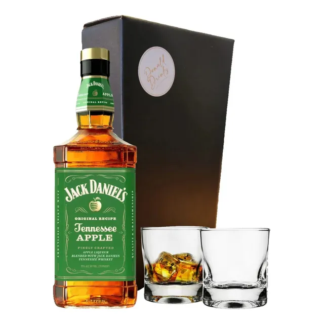 Whisky Jack Daniels Apple 700ml + 2 Vasos Combo Box