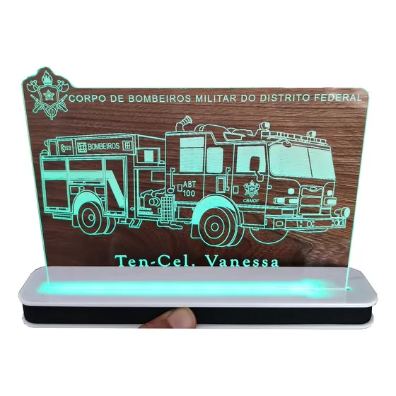 Presente Criativo Caminhão Bombeiros Led 3d Personalizado