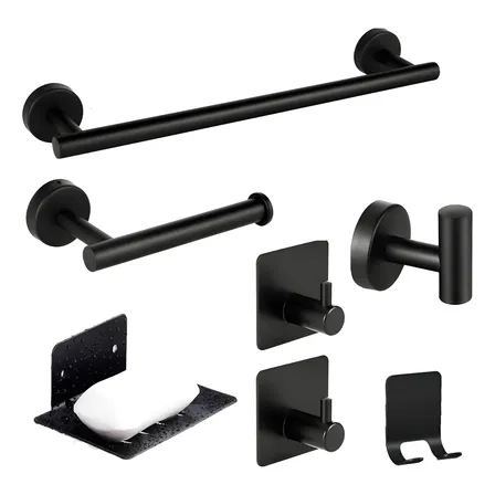 Juego Set De 7 Accesorios D/baño Ducha Acero Inoxidable 40cm