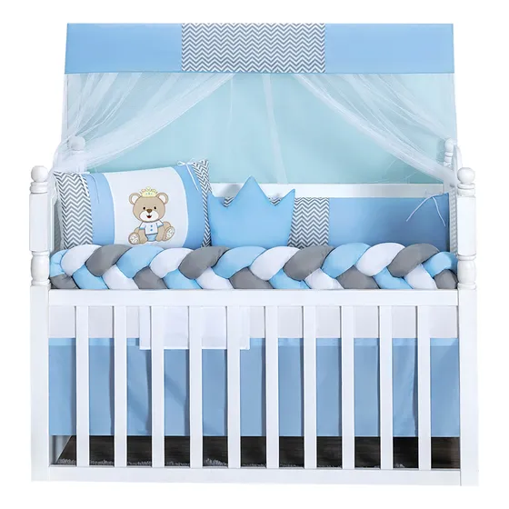 Kit Para Berço Confortável Seguro Bebê Menino Azul Barato
