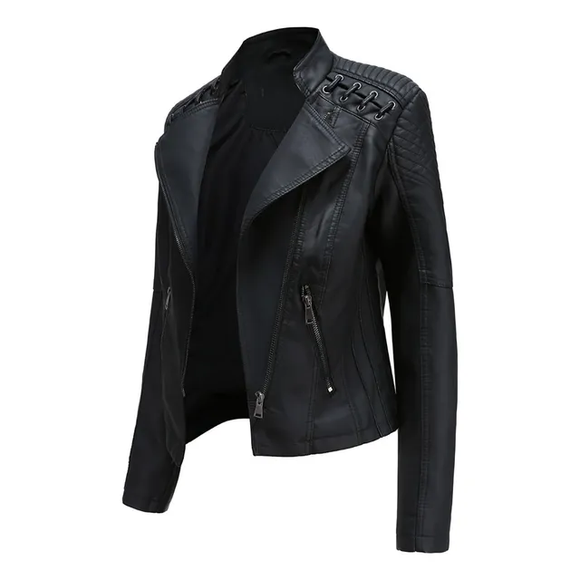 Calidad Chaqueta De Mujer Cuero Sintetico Ojaletes 5 Colores