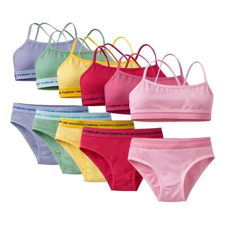 Kit 5 Conjunto Infantil E Juvenil Top E Calcinha Algodão