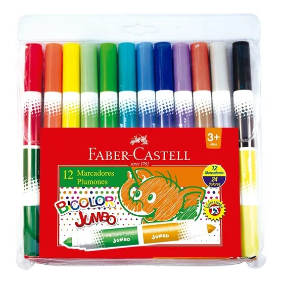 Plumones Faber Castell Bicolor Jumbo X 12 Uds