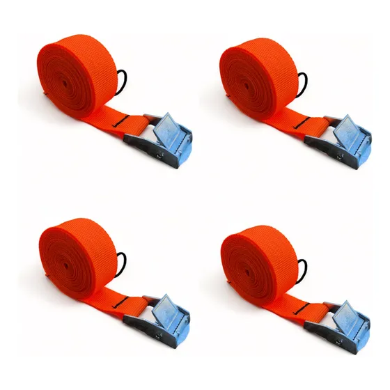 Kit 4 Fitas De Amarração De Carga Com Presilha 2,5m 400kg