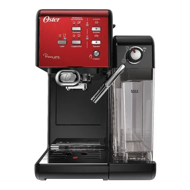 Cafetera Oster PrimaLatte BVSTEM6701 automática candy apple red y negra expreso 127V