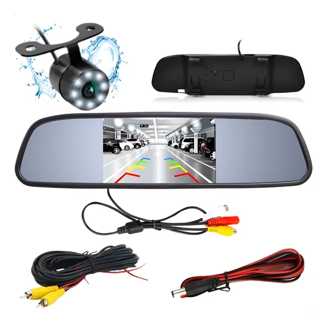Câmera Ré Borboleta Visão Noturna + Tela Monitor Retrovisor