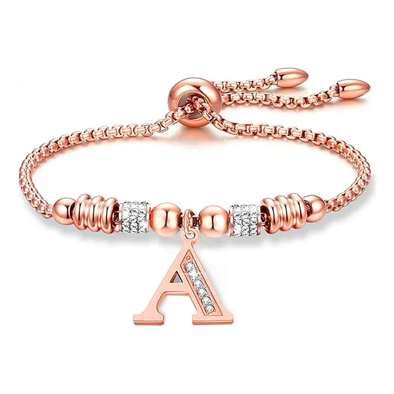 Pulsera Con Letra Inicial Nombre Ajustable