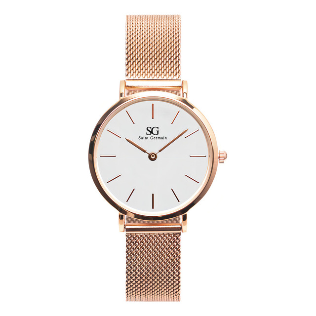 Relógio Feminino Dourado Rosé Saint Germain Nolita Rosé Gold 32mm Fundo Branco