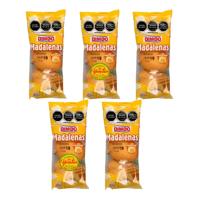 5 Bolsas Bimbo Pan Dulce Madalenas 93gr C/u