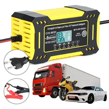 Carregador Inteligente De Bateria Automotiva 12v 6a Bivolt