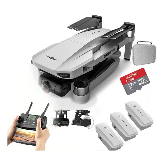 Drone Kf102 Gps Gimbal Estabilizador Câmera 4k - 3 Baterias