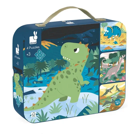 Puzzle progresivo Janod Dinosaur 6,9,12,16 piezas