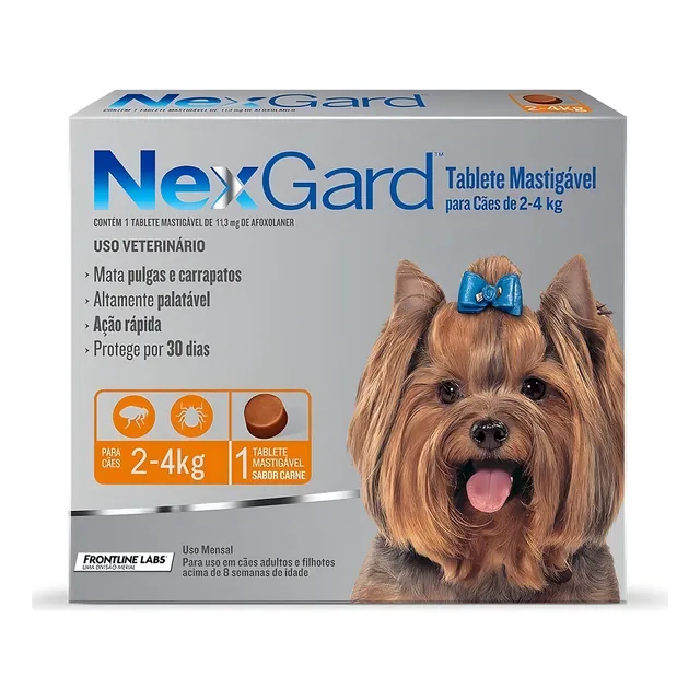 Pastilla antiparasitario para pulga Boeringer Ingelhein NexGard Antipulgas e Carrapatos Comprimidos para perro de 2kg a 4kg
