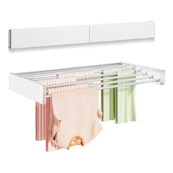 Tendedero Plegable Pared Colgador Ropa Ajustable Blanco 80cm