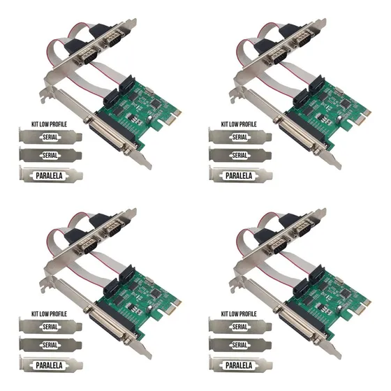 Kit 4 Placa Pci Express X1 Multiserial 2 Seriais Low Profile