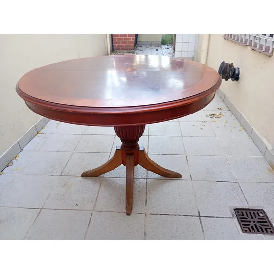 Mesa De Comedor Redonda Estilo Ingles Extensible Marrón Claro Marrón Claro