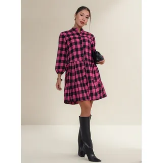 Vestido Manga Longa Xadrez Flanelado Soltinho Com BotÔes Vestido Manga Longa Xadrez Flanelado Soltinho Com BotÔes
