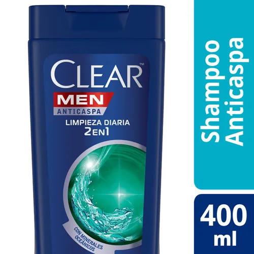 Clear Shampoo limpieza diaria 2 en 1 400ml