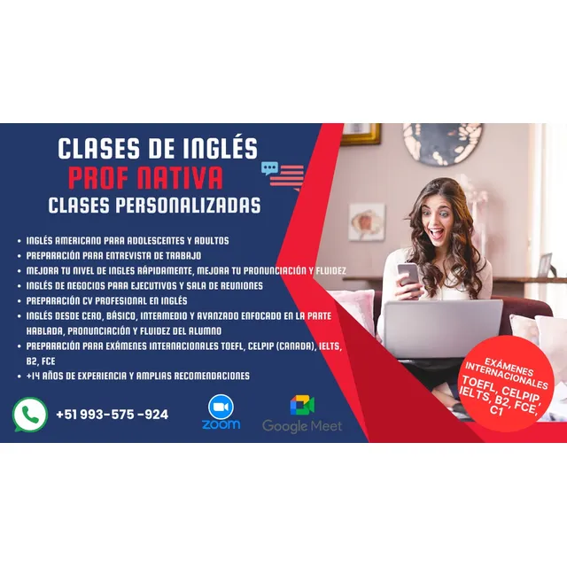 Clases De Inglés Profesora Nativa Toefl, Celpip, Ielts, B2