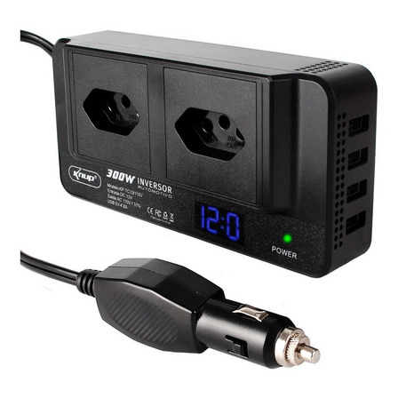 Inversor Carro 12v Acendedor P/ Tomada 110v Conversor +4 Usb Inversor Carro 12v Acendedor P/ Tomada 110v Conversor +4 Usb